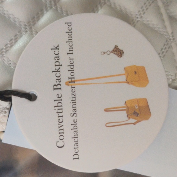 NWT Soulfina White Convertible Backpack with Leopard Print Sanitizer Holder - Picture 3 of 10